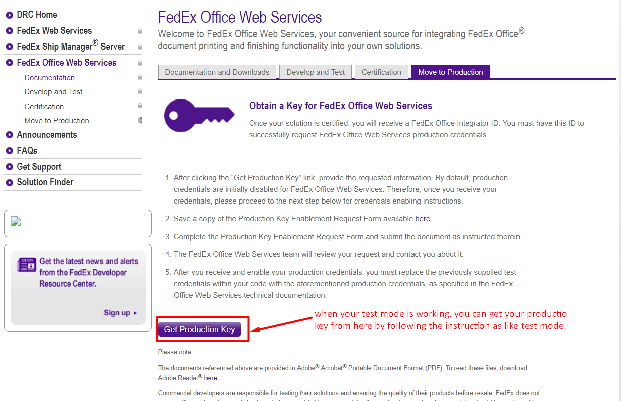 FedEx Production Setup
