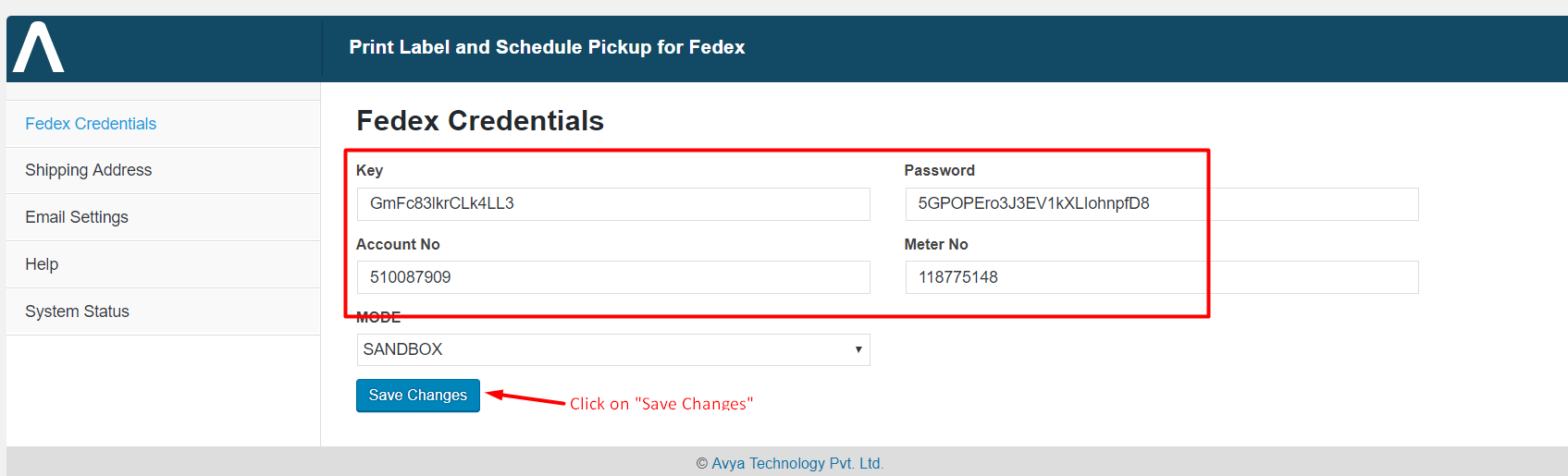 Setup Fedex key to Plugin